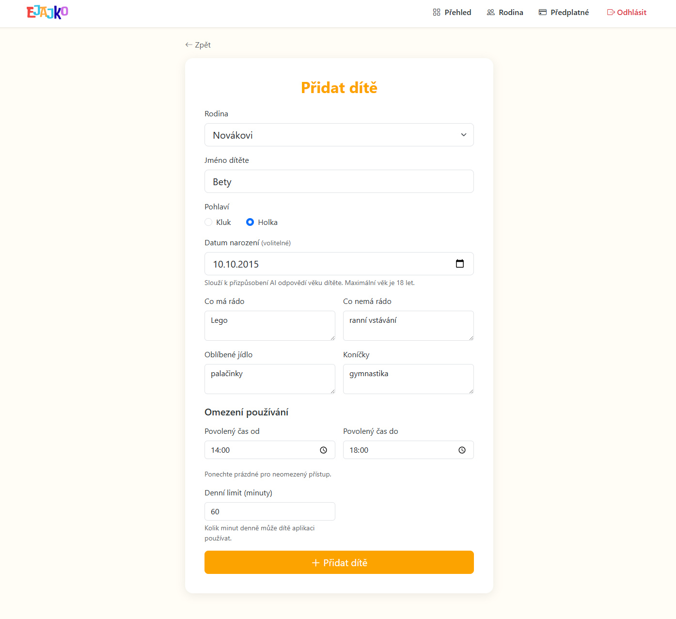 Rodičovská administrace 1